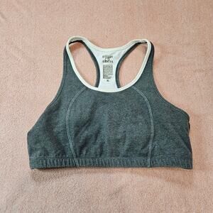 Gilligan & O'Malley Gray with White Trim Racerback Sports Bra XL
